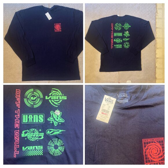Vans Men's XX-Large "Logo Space" Long Sleeve T-Shirt Dark Blue - Picture 3 of 12